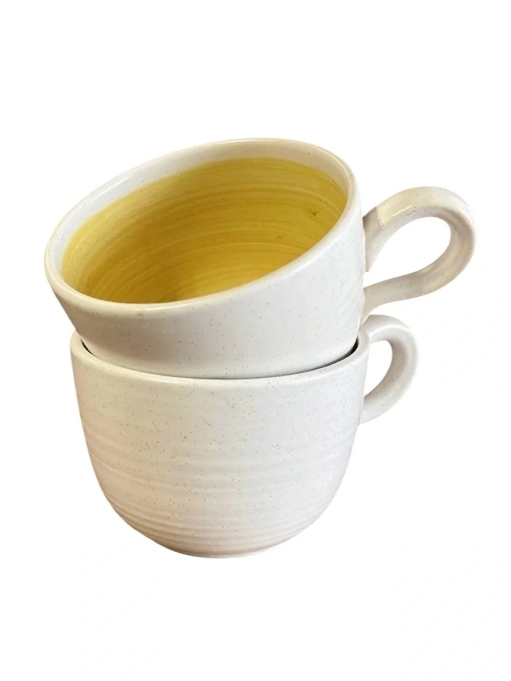 Vintage Franciscan Earthenware HACIENDA GOLD Tea Cups 2 USA Swirl Yellow Speck